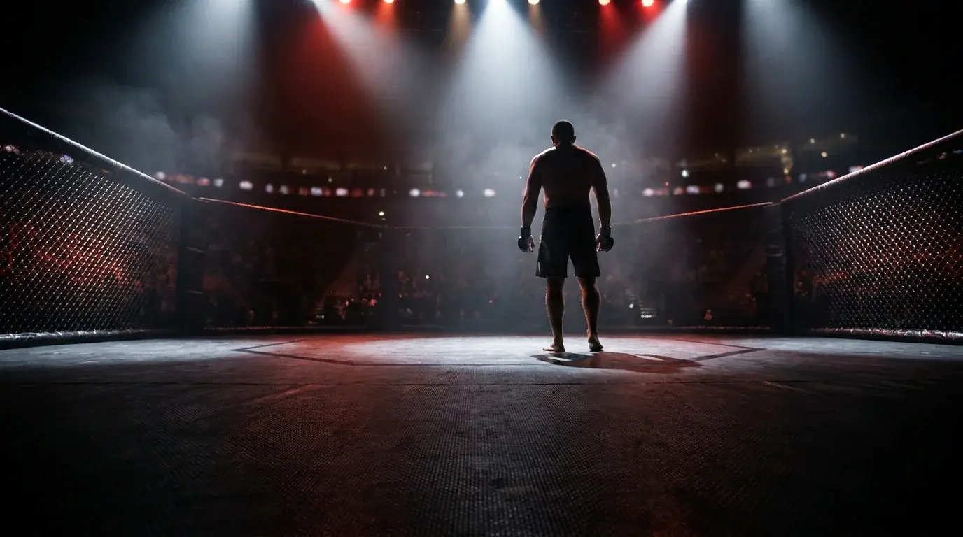 Oktagon-Struktur und Kampfdaten-Visualisierung zum deutschen MMA-Wettmarkt 2026
